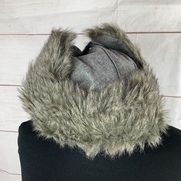 Trapper Aviator Ear-Flaps Hat Boys Big Kids Gray Pocket Faux-Fur Winter Cotton - Picture 3 of 16